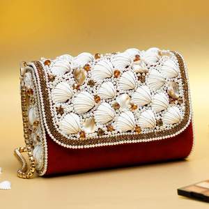 Designer Embroidery Pearl Fashion Shell Clutch for Ladies <b>Wedding</b> Evening Party Natural Handmade Portable Customized Color - Product Image 1