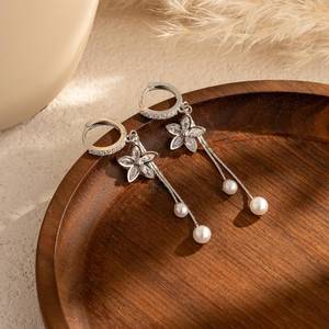 Oferta de San Valentín, Pendientes Colgantes de Plata de Ley 925 con Baño de Oro Vermeil de 18k, Diseño de Flor Bohemia, Engaste de Bisel, para Mujer, para Fiesta - Product Image 3