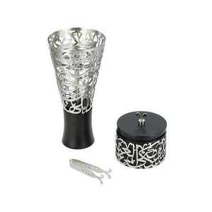 Porte-encens Brûleur Bakhoor Corps en acier Base en bois Mubkhar pour hôtel Restaurant Finition plaquée or Religieux Écologique - Product Image 5