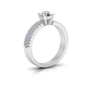 Anillo de Compromiso de Moissanita con Corte Redondo de 3 Hileras, Joyería Elegante para Boda - Product Image 1