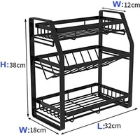 Étagère de rangement pliable en métal à trois niveaux, design imperméable et durable, pour la cuisine, le bar, la maison