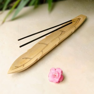 Precio barato niquelado hoja diseño incienso palo soporte aleación hoja barco forma incienso quemador incienso ceniza colector bandeja - Product Image 2