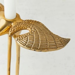 Elegant Brass Bird <b>Candle</b> <b>Holder</b> Set Crane Design Handcrafted <b>Gold</b> Finish Artistic Home and Dining Table Decor - Product Image 2