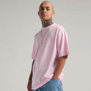 Shaka Wear 100% T-shirt rose solide pour hommes T-shirt imprimé surdimensionné T-shirt à manches courtes Max Heavyweight pour hommes - Product Image 1