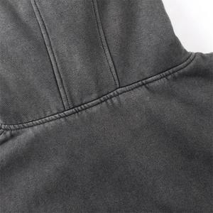 Classic <b>Balaclava</b> Hoodie Men Washed Gray Pullover Sweatshirt Hip Hop Splicing Vintage Spring Streetwear LLU - Product Image 4