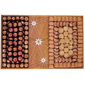 Bandeja Redonda de Madera de Lujo con Incrustaciones de Nácar, Vajilla Multifuncional para Sala de Estar, Regalos para Ramadán/Eid - Product Image 3