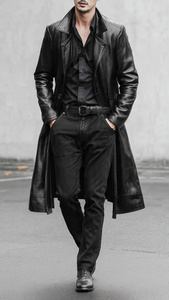 Abrigo Largo de Cuero de Moda para Hombre, Ropa de Calle, Abrigo Largo de Cuero Genuino para Hombre, Ropa de Abrigo de Invierno, Abrigo Largo de Cuero PU para Hombre - Product Image 5