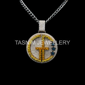 Colgante Personalizado de Plata de Ley GE con Diseño Cristiano Hip Hop, Moissanita VVS de Corte Brillante, Nombre en Letra, Certificado GIA, 10K - Product Image 4