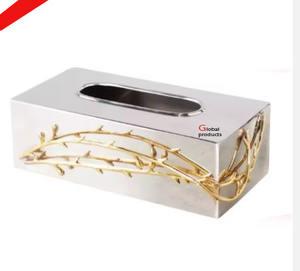 Nouvelle boîte à mouchoirs en acier inoxydable finition dorée pour la maison et l'hôtel - Product Image 5