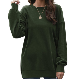 Hoodie en coton uni pour femme, personnalisé sur mesure, avec col rond, de haute qualité, en molleton chaud, avec logo sur le devant, style streetwear - Product Image 3