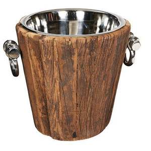 Nuevo diseño de cubo de hielo de metal y madera personalizado al por mayor enfriador de vino diseñador con color de madera natural cubo de hielo enfriador de vino - Product Image 1