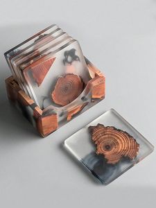 Craftsy Home Ensemble de sous-verres en résine époxy de qualité faite à la main avec effet océan Dessous de verre ronds carrés décoratifs en résine époxy - Product Image 6