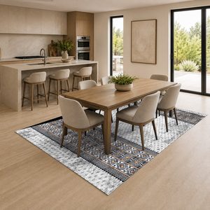 Tapis de salon en chenille gris argenté moderne vintage imprimé numériquement, lavable en machine, antidérapant - RUGS DEPOT LXDP-0833 (vente en gros) - Product Image 4