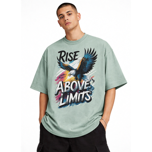 Camiseta extragrande con estampado de águila de Rise Above Limits, ropa de calle motivacional, estilo urbano, camiseta informal unisex - Product Image 1