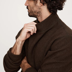 Pull en tricot à col roulé personnalisé pour hommes broderie de manchettes côtelées 100% laine pull tricots sweat-shirt pour hommes uni vierge OEM - Product Image 2