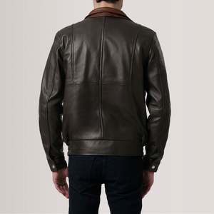 Blouson aviateur en cuir d'agneau véritable Alfred Brown, vintage, réversible, zippé, brodé, taille XS, imperméable, PU - Product Image 5
