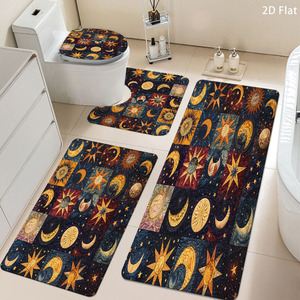 Custom Printed Flannel <b>Bathroom</b> Rug <b>Set</b> for <b>Bathroom</b> Non-Slip Shower Curtain Bath <b>Mat</b> - Product Image 1