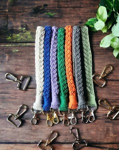 Beautifully Handmade Macrame Braided <b>Wristlet</b> Keychain Cotton Knotted Keyring, Macrame Bangle <b>Wristlet</b> Keychain - Product Image 1