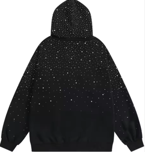 Sweat à capuche personnalisé avec strass 100% coton de luxe Streetwear pull unisexe motif diamant à capuche pour hommes et femmes - Product Image 2