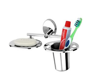ที่ใส่แปรงสีฟันโลหะติดผนังชุบโครเมี่ยมนิกเกิลแบบติดผนังสำหรับบ้านโรงแรมห้องน้ำอุปกรณ์เสริมที่ใช้งานได้ - Product Image 3