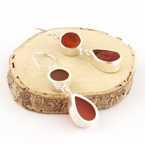 Pendientes colgantes de Plata de Ley 925, joyería auténtica de cornalina, piedra de nacimiento de Julio, peso ligero, para fiesta - Product Image 1