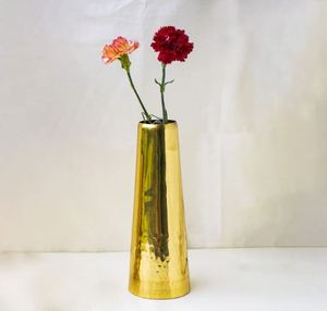 Interior Handicraft Brass Flower <b>Vase</b> Holder Hammered Bottom Design for Antique <b>Vintage</b> Living Room Decor Home and Office - Product Image 2