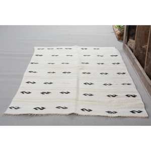 Alfombra turca vintage clásica de 3,3x6,1 pies, moderna, de látex de lana de retazos blancos y negros para dormitorio, alfombra Rectangular de diseño de pasillo - Product Image 3