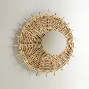 Meilleur prix Moderne Applique murale ronde en rotin Boho-Lumière durable en osier tissé à la main pour l'éclairage doux de la maison - Product Image 5