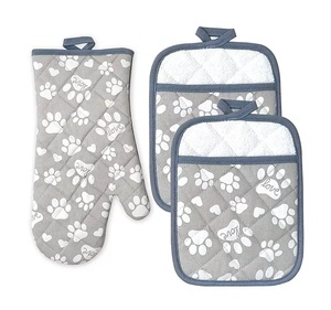 Moufle de cuisine Extra longue couleur crème, OEM, personnalisé 100% coton biologique lin, coussin d'isolation thermique, supports de casseroles chaudes personnalisés - Product Image 3