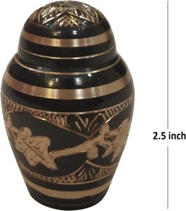 Classic <b>Small</b> Mini Cremation Keepsake <b>Urns</b> <b>for</b> <b>Human</b> <b>Ashes</b> Set of 4 - Black Colour - Product Image 2