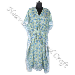 2025 <b>Beach</b> Long Kaftan Manufacturer of Women's Wear Designer Indian Cotton <b>Kimono</b> Long and Short Kaftan Dress Hand Block Print - Product Image 4