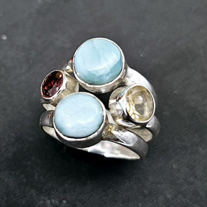 7 Chakra Gemstone Bague faite à la main Unique Designer Rainbow Ring 925 Solid Sterling Silver Multi-Gemstone Ring - Product Image 3