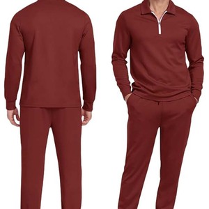 Men Winter Windproof Plus Size Solid Pattern 2-Piece Lightweight Tracksuit Set Elastic Waist Closure Long Sleeve Casual - Product Image 6