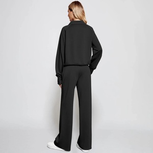 Conjunto de chándal deportivo para mujer, sudadera con capucha y cremallera de manga larga, pantalones para correr de cintura alta, ropa de descanso atlética con marca personalizada - Product Image 3