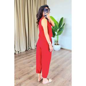 Basic Model Red <b>Linen</b> Wholesale <b>Set</b> - Red - Product Image 3