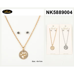 Conjunto de Joyería Linda Half Moon, Collar Minimalista Chapado en Oro, Aretes de Botón para Mujer, Uso Diario - Product Image 5