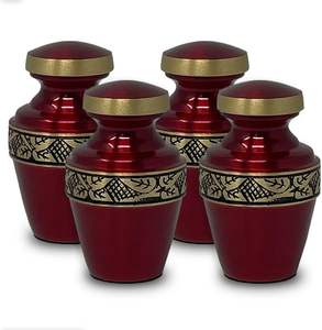 Urna de cremación de recuerdo Crimson Avlon para cenizas Mini urnas Juego de 4 con caja de terciopelo Suministros de urnas funerarias - Product Image 1