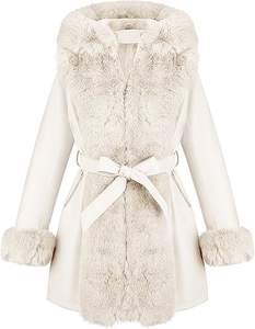 Manteau d'hiver chauffant pour femmes Long col en fausse fourrure épais chaud lourd pardessus fermeture à glissière Polyester remplissage respirant ceinturé avant - Product Image 6