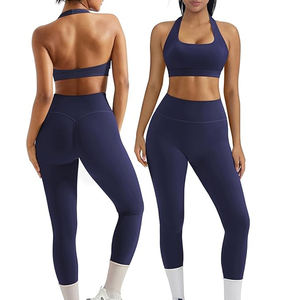 Nouveauté été, ensemble de shorts de yoga pour femmes, sans couture, sexy, col bas, séchage rapide, vêtements de sport - Product Image 1