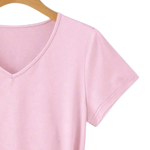 <b>Women's</b> Solid <b>V</b>-<b>Neck</b> Crop <b>T</b>-<b>Shirt</b> Short Sleeve Casual Summer Top Side Knot Detail Breathable Quick Dry Lightweight Custom - Product Image 3
