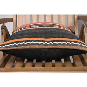 Almohada Kilim de lana marrón de 18x18 pulgadas, lujosa, esponjosa, ecológica, antideslizante, tejida, estampado cuadrado Vintage, pluma lavable extraíble - Product Image 5