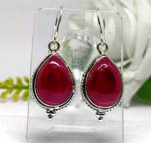 Impressionnant 925 Sterling Silver Dangle Boucle D'oreille Rouge Onyx Gemstone 8X10mm Poire Forme Lunette Réglage Prix De Gros Pour Les Femmes Bijoux - Product Image 5