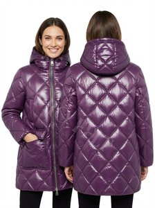 Veste matelassée longue à capuche chaude pour l'hiver, vente chaude, manteau rembourré chaud, fermeture éclair, poches avant, manteaux matelassés pour femmes - Product Image 5