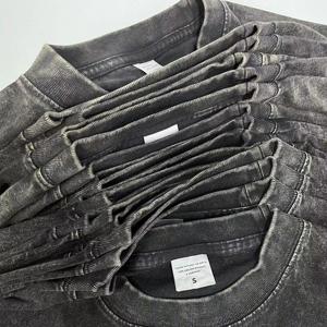 Venta al por mayor de camisetas de 230g/m2 para hombre, camisetas lavadas con minerales de alta calidad con logotipo personalizado, camiseta de gran tamaño Vintage Boxy Acid para hombre - Product Image 1