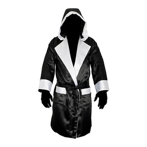2024 2025 Bata de boxeo de longitud completa de color negro Batas con capucha-Cinturones negros Diseño personalizado Lucha libre-Bata DE BOXEO - Product Image 1