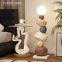 Lampe de sol en résine de pierre créative postmoderne HJ HOME avec commande tactile, hauteur réglable, éclairage LED pour salon, décoration intérieure