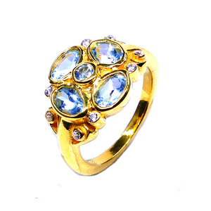 Topaze bleue éternité Vermeil Moissanite 925 bijoux en argent Sterling Concept Simple tous les jours dernière marque à la main - Product Image 1