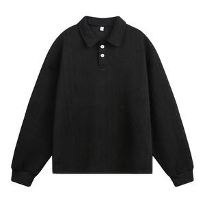 Jersey de solapa Jacquard para hombre y mujer, suéter de solapa de punto suelto de textura pesada de manga larga de lana 100% para Polo - Product Image 2