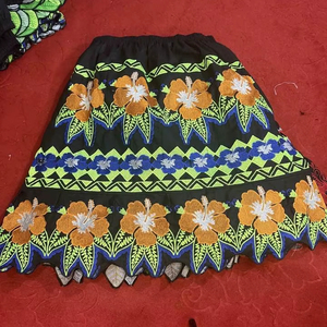 Meilleure jupe droite au genou pour femme Broderie florale à la mode Taille élastique Plissée Été Style décontracté écologique - Product Image 1