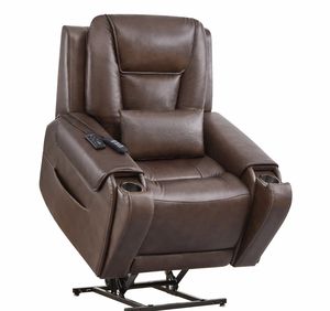 Large Lay Flat Power Lift Genuine Leather <b>Recliner</b> <b>Chair</b> W/<b>Massage</b>&Heat - Product Image 1